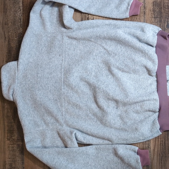 Vintage 80's Patagonia Fleece Jacket Made in USA Size XL in Gray with Plum Trim - Picture 8 of 14
